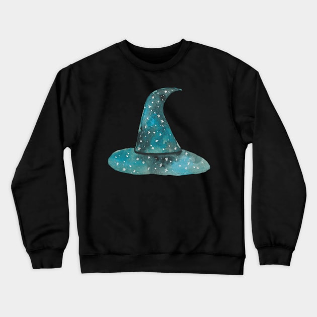 Watercolor Witch Hat Crewneck Sweatshirt by LMHDesigns